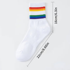 3pcs Rainbow Striped Sports Crew Socks