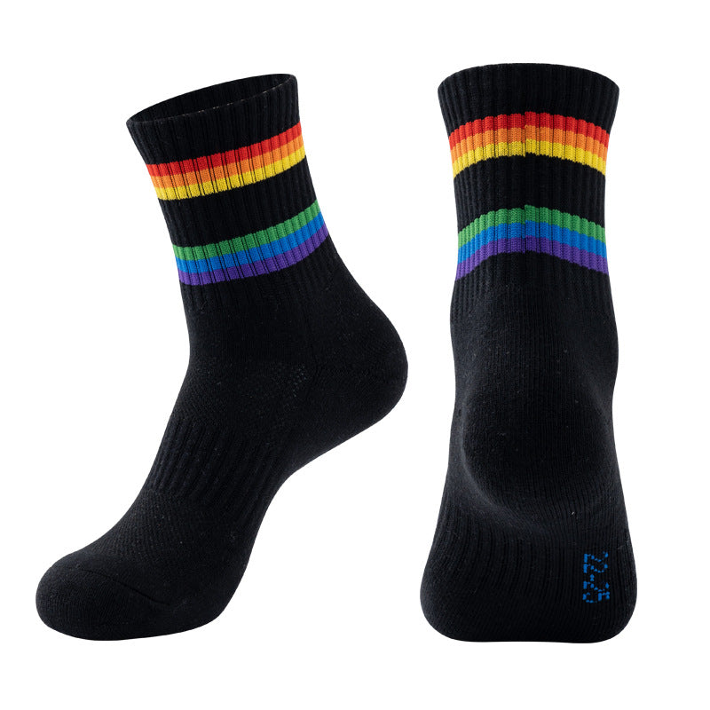 3pcs Rainbow Striped Sports Crew Socks