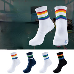 3pcs Rainbow Striped Sports Crew Socks