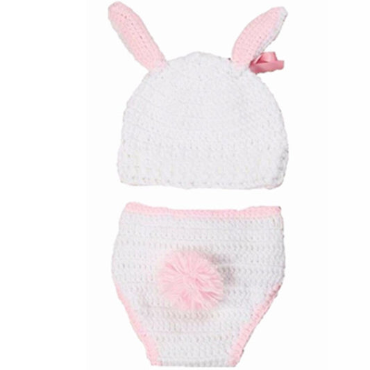 2pcs Baby Knitted Beanie Cap Set for Photography Props, 0-6 Months