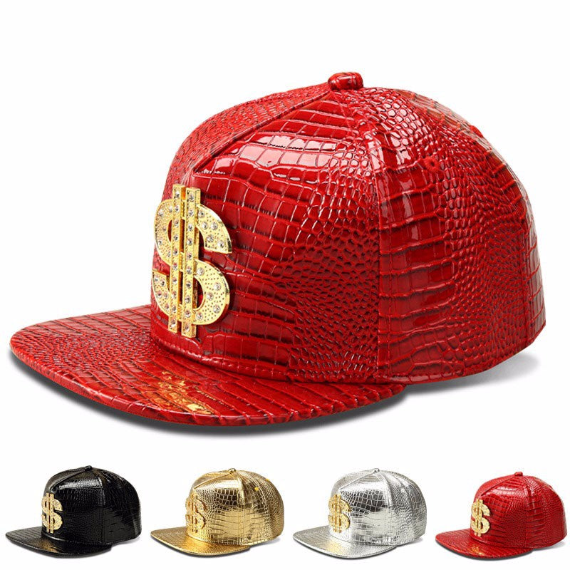 Symbol PU Leather Baseball Cap Snapback Hat Hip Hop Men Women