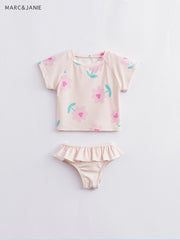 Toddler Girls Cartoon Floral 2pc Swimsuit Set
