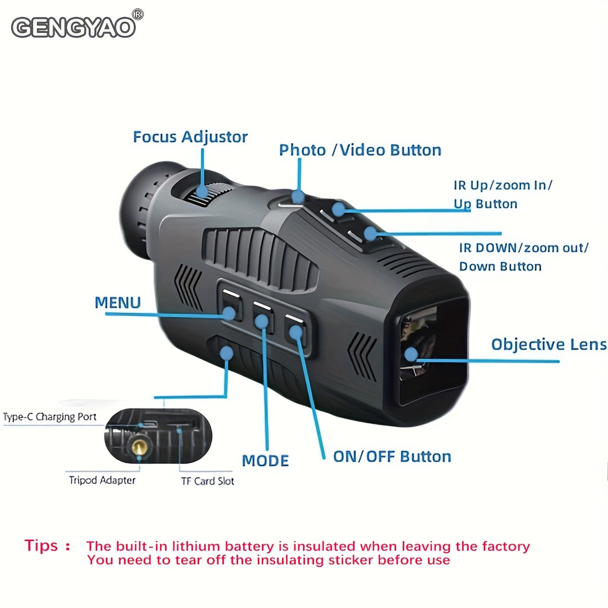 1080P HD Monocular Night Vision Device with 5X Digital Zoom