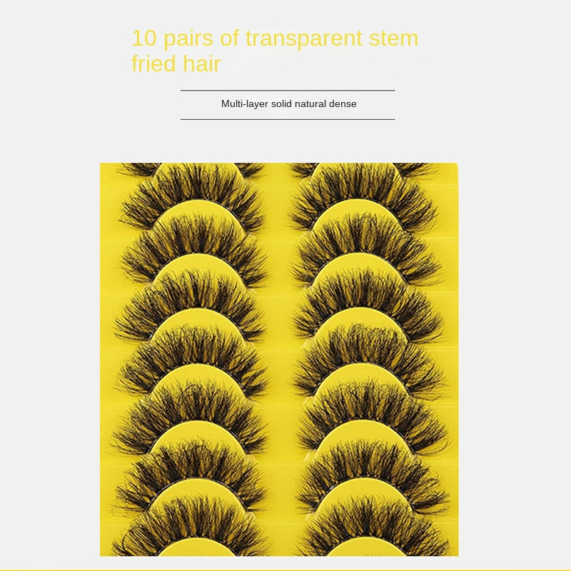 10 Pairs Fluffy False Eyelashes Natural Volume Curly Makeup For Girls