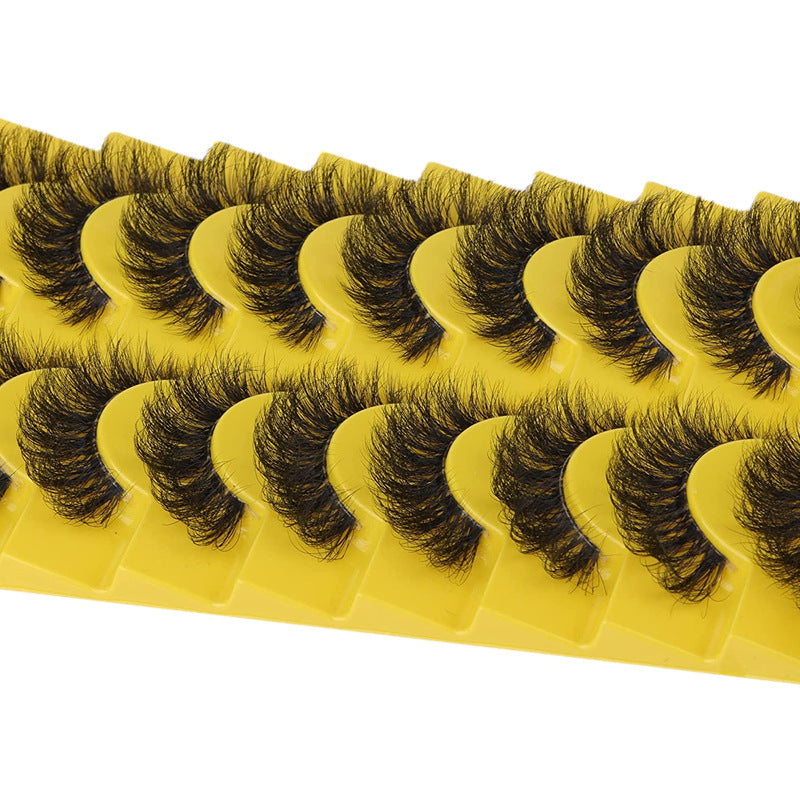 10 Pairs Fluffy False Eyelashes Natural Volume Curly Makeup For Girls