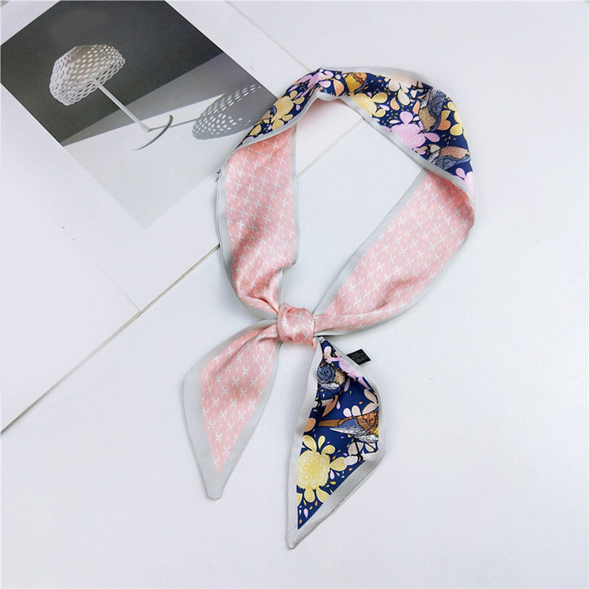Heart Print Skinny Scarf Geometric Decorative Twilly Scarf For Women