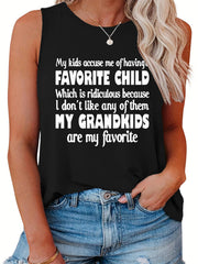  Women's Slogan Print Tank Top