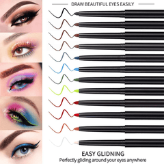 12pcs Set Colorful Eyeliner Pen Luminous Waterproof Lip Liner Pen