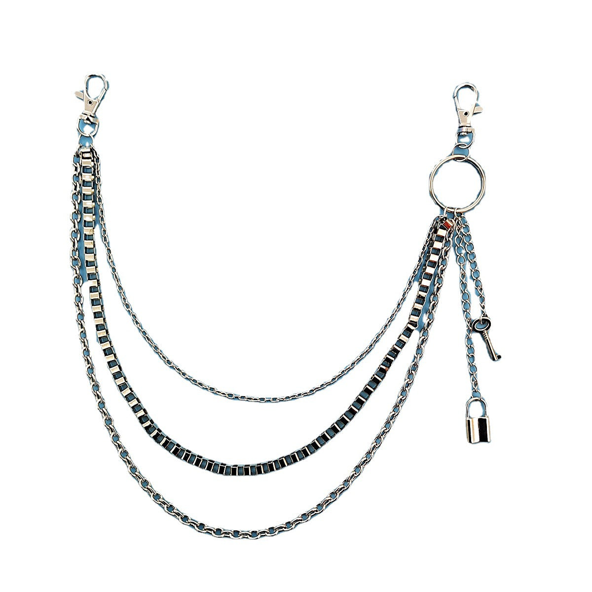 Vintage Car Jeans Pants Key Chain Ring Hip Hop Silver Lock Tassel Pendant