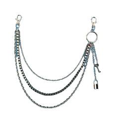 Vintage Car Jeans Pants Key Chain Ring Hip Hop Silver Lock Tassel Pendant