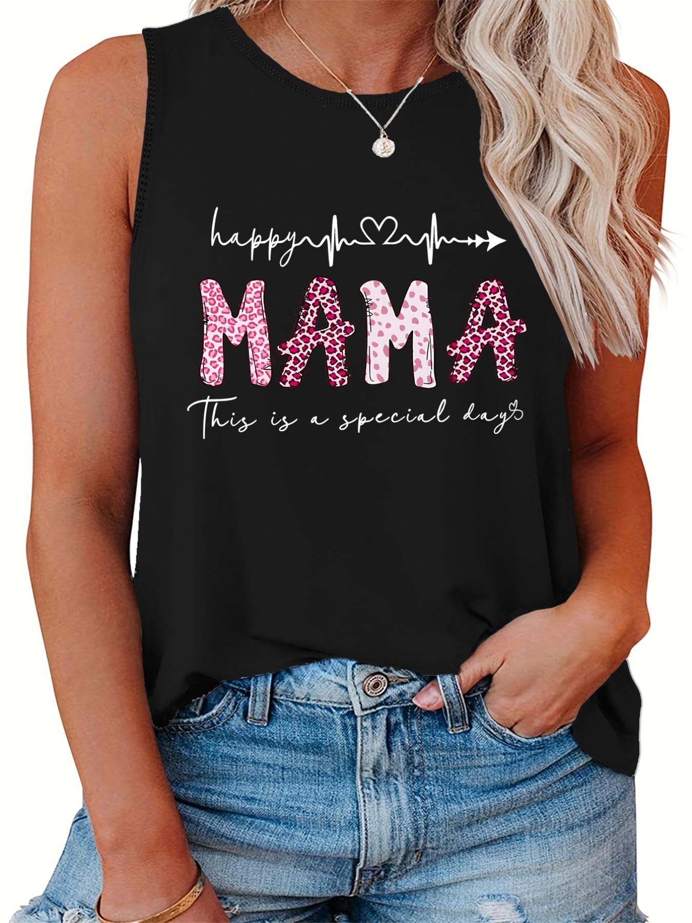  Casual Tank Top Women's Plus Art Letter Print Tank Top