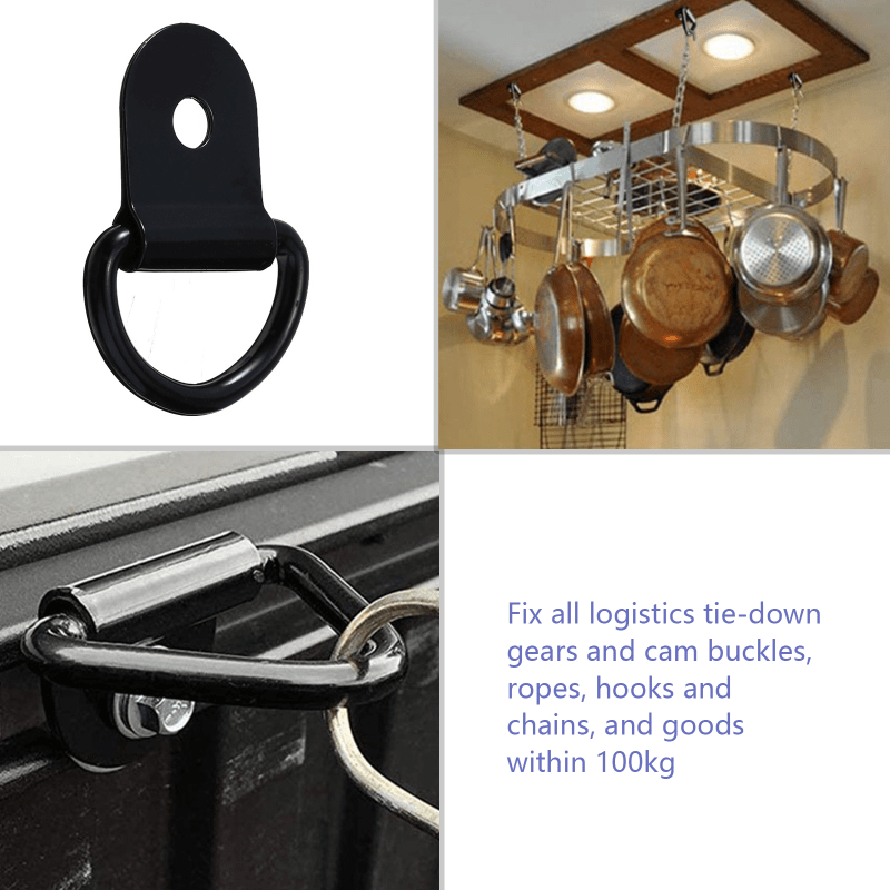 Stainless Steel D Shape Pull Hook Tie Down Anchors Ring for Truck Trailers RV Bo