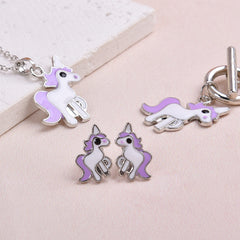 6pcs Unicorn LED Watch Necklace Bracelet Earrings Set
