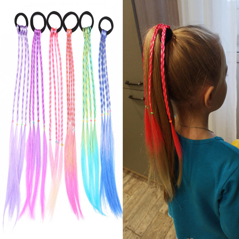 Colorful Wig Ponytail Hair Bands for Girls