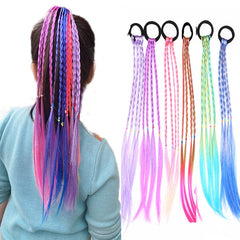 Colorful Wig Ponytail Hair Bands for Girls