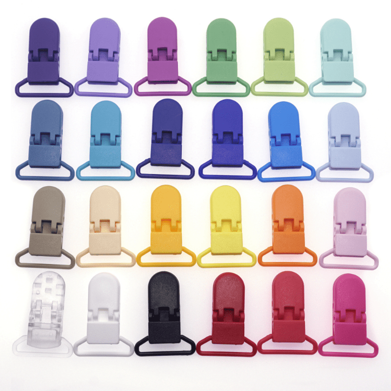 100 Pcs 20 Mixed Hot D Shape 25mm Plastic Baby Pacifier Clip