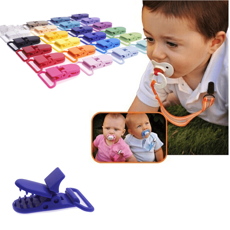 100 Pcs 20 Mixed Hot D Shape 25mm Plastic Baby Pacifier Clip