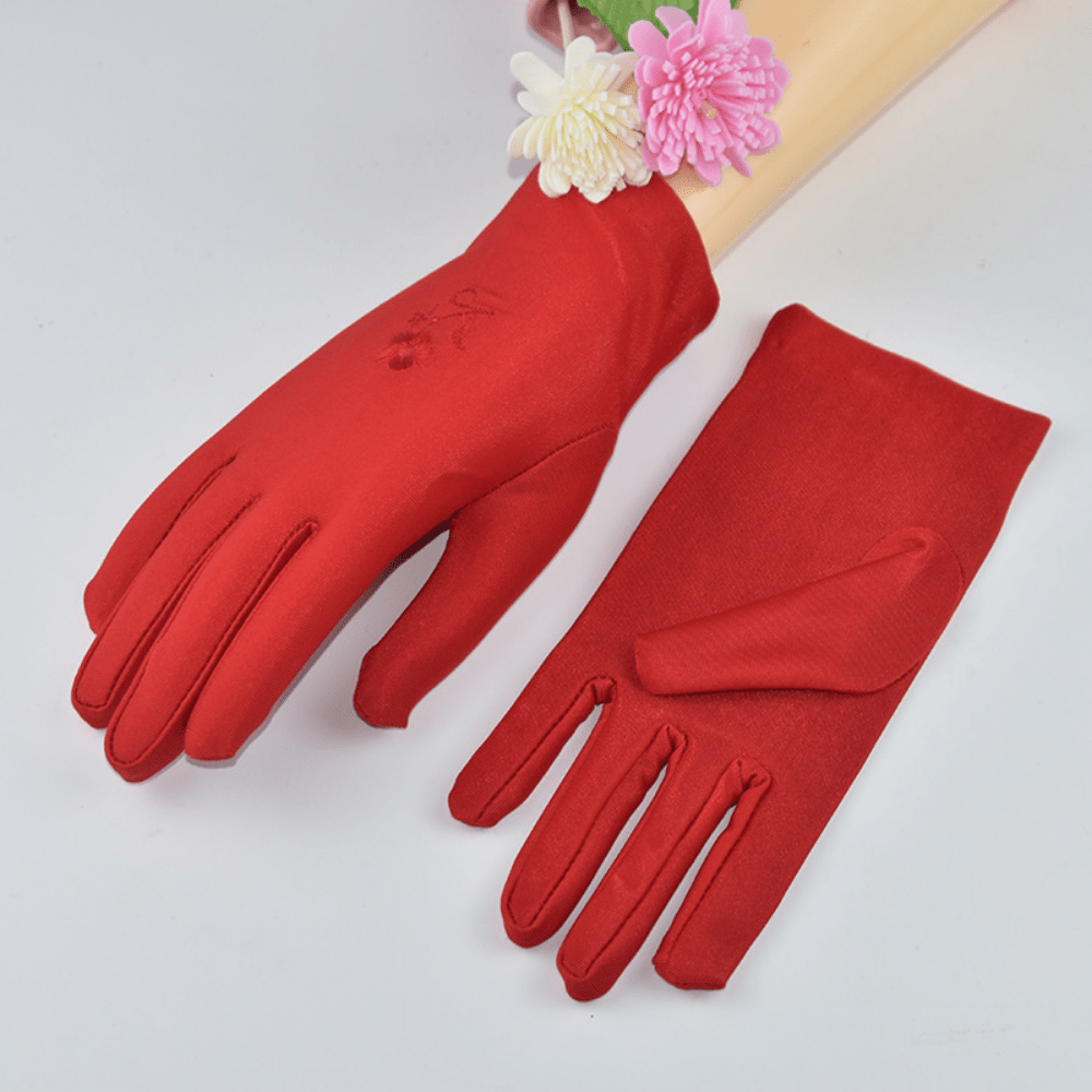 Solid Embroidered Gloves Women Sun Protection Warm Gloves