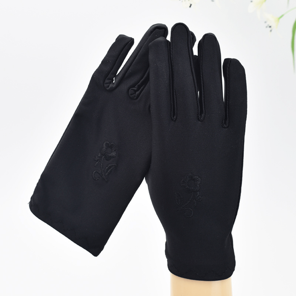 Solid Embroidered Gloves Women Sun Protection Warm Gloves