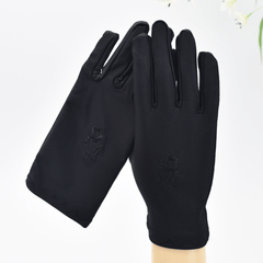 Solid Embroidered Gloves Women Sun Protection Warm Gloves