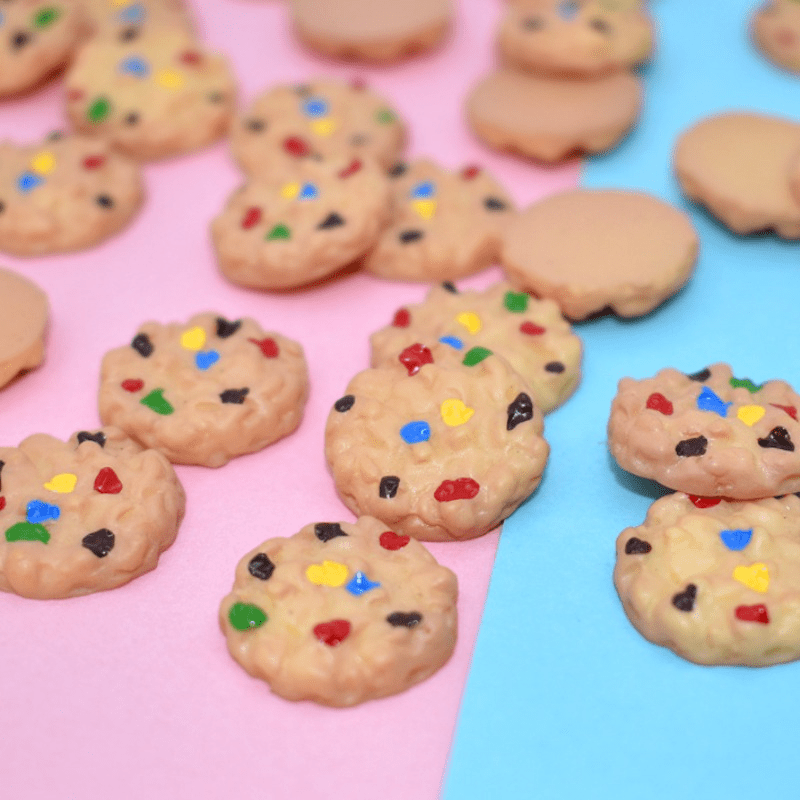 10pcs Realistic Food Earrings - Rainbow & Chocolate Chip Cookies