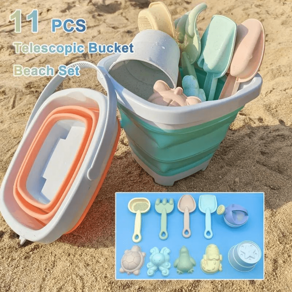 Beach Sand Toys Set Foldable Bucket Bath Toys For Kids Morandi