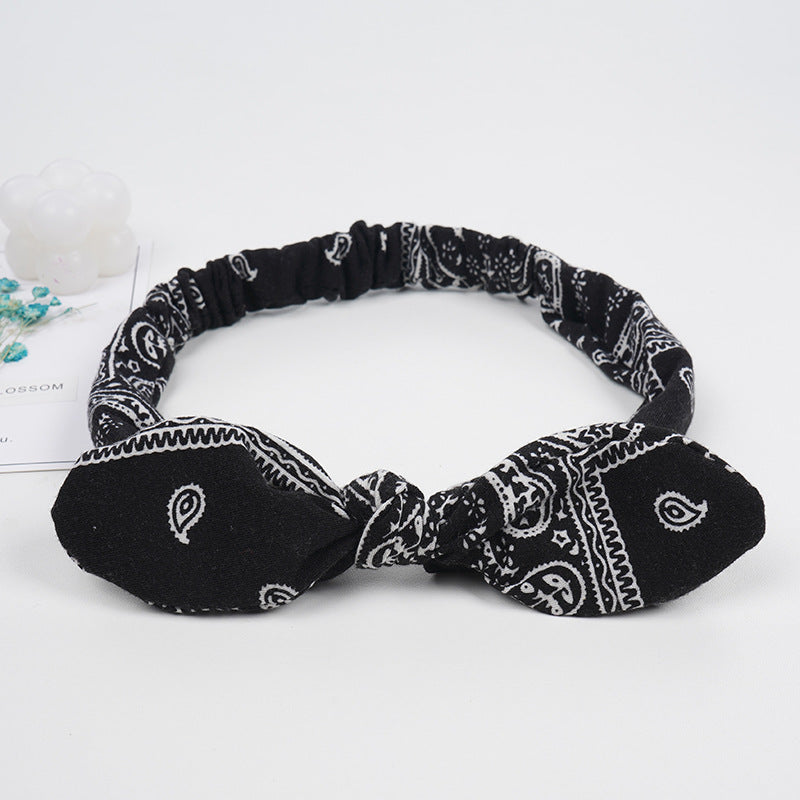 Paisley Pattern Rabbit Ears Knotted Headband Boho Hair Accessory