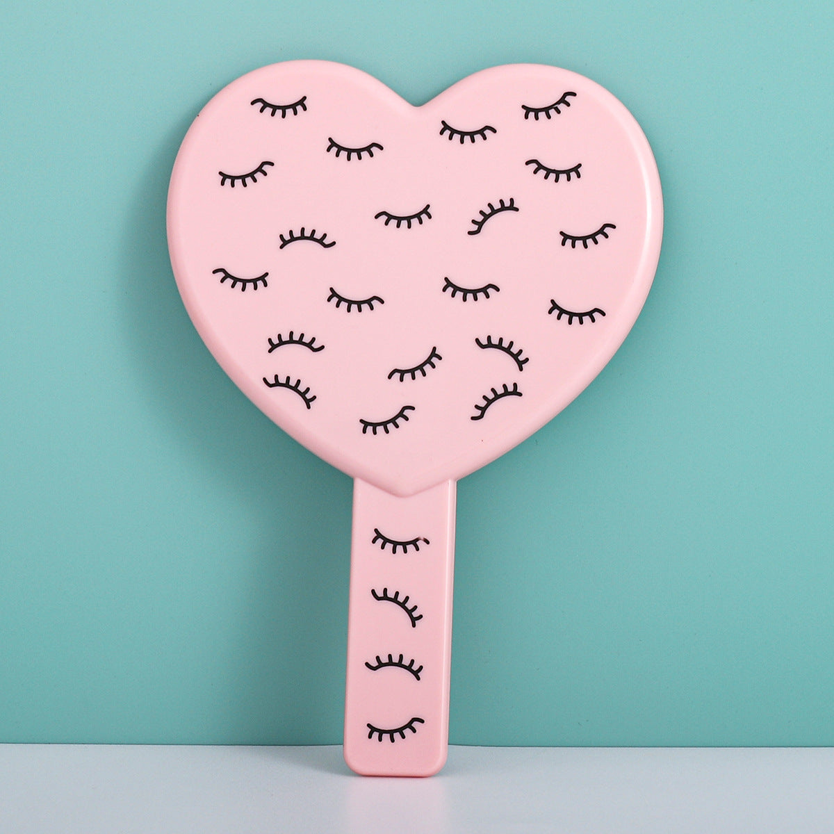Heart-shaped Makeup Mirror with Eyelash Pattern