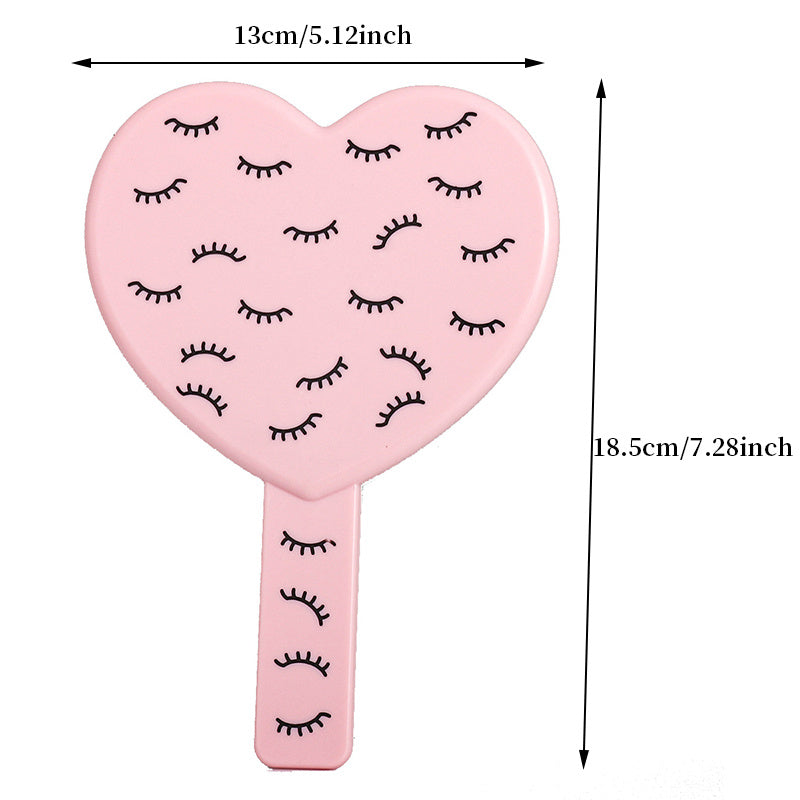 Heart-shaped Makeup Mirror with Eyelash Pattern
