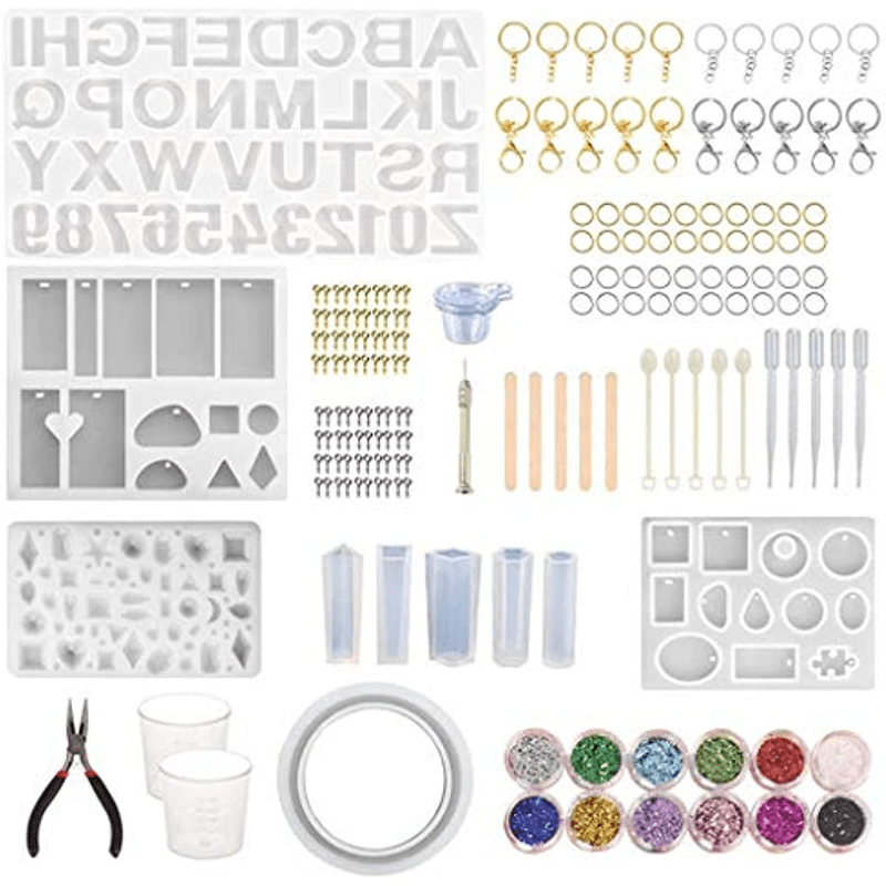 186Pcs Epoxy Silicone Resin Casting Mold Kit for DIY Jewelry Charms