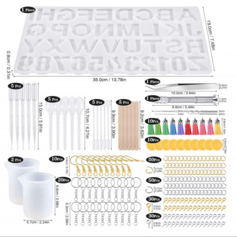 186Pcs Epoxy Silicone Resin Casting Mold Kit for DIY Jewelry Charms