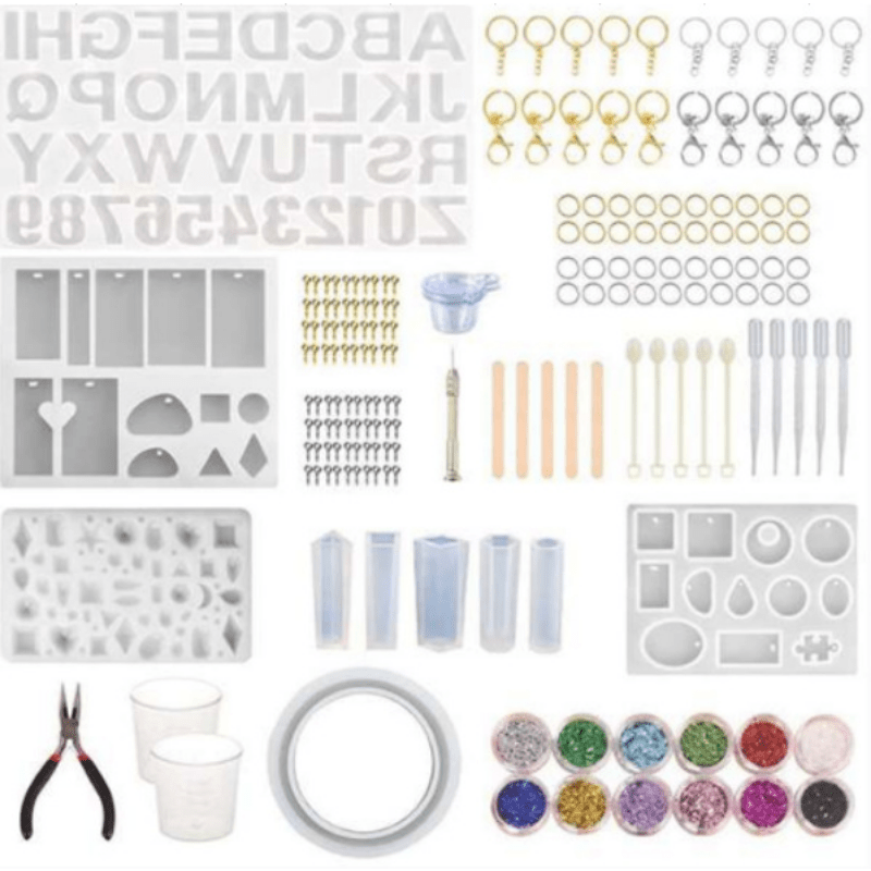 186Pcs Epoxy Silicone Resin Casting Mold Kit for DIY Jewelry Charms