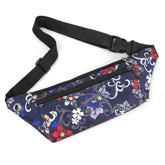 Flower Print Waist Bag for Outdoor Activities