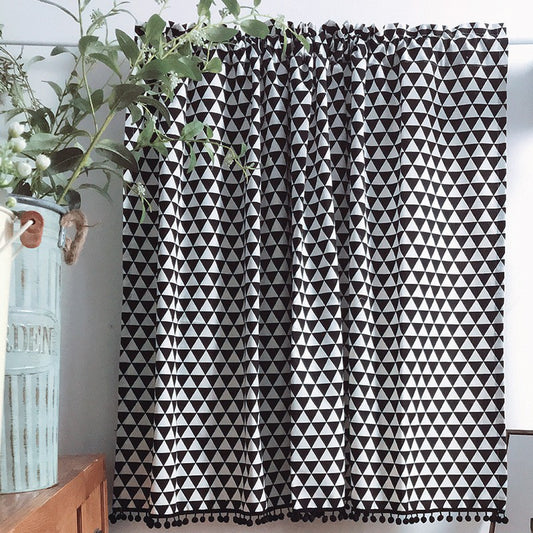 Nordic Style Triangle Pattern Curtains Geometric Short Curtains