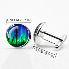 Northern Light Cufflinks, Men's Astronomy Enthusiast Gift