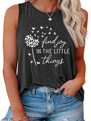  Letter & Butterfly Print Tank Top