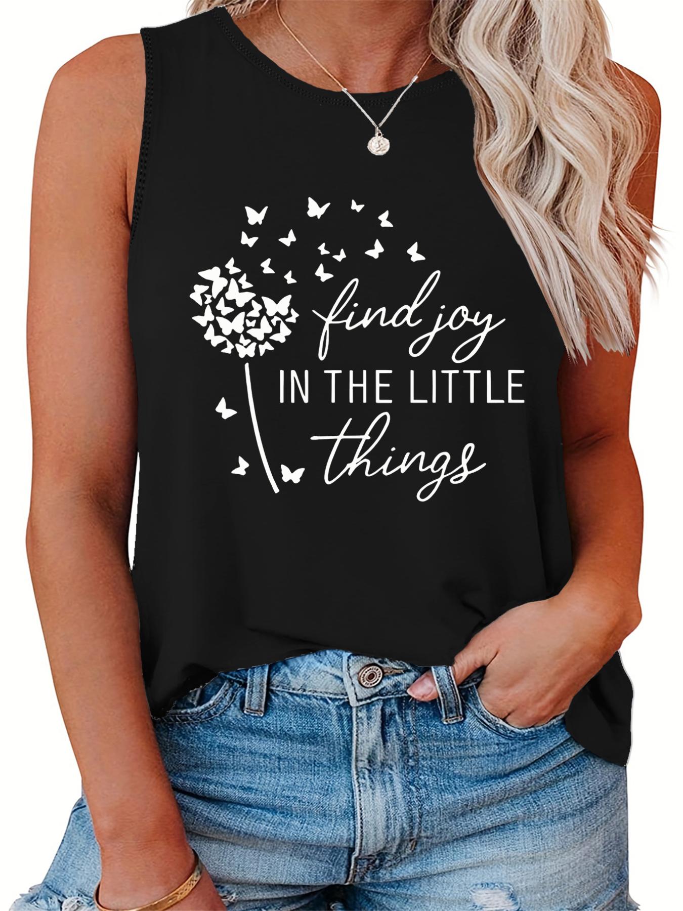  Letter & Butterfly Print Tank Top