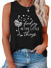  Letter & Butterfly Print Tank Top