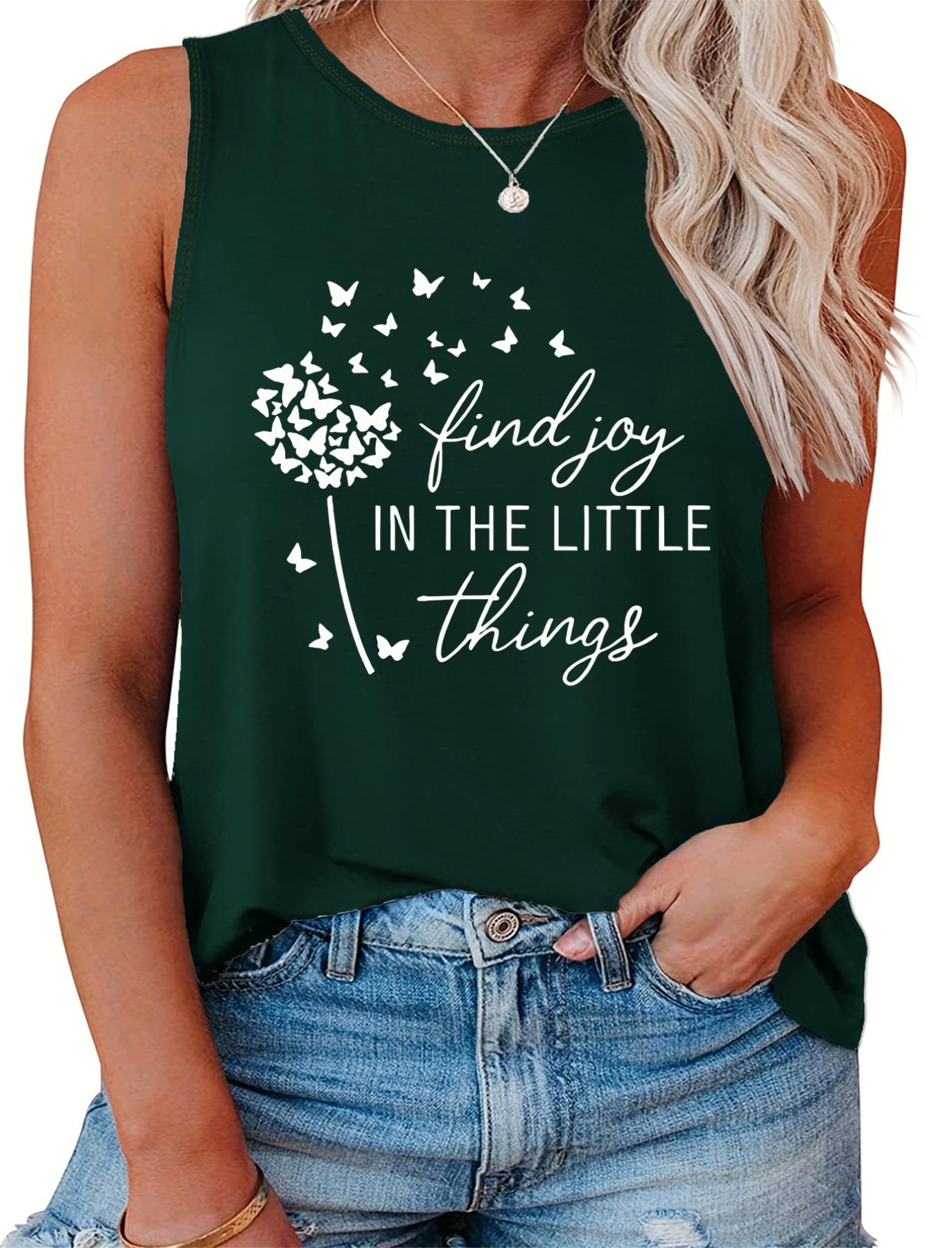 Letter & Butterfly Print Tank Top