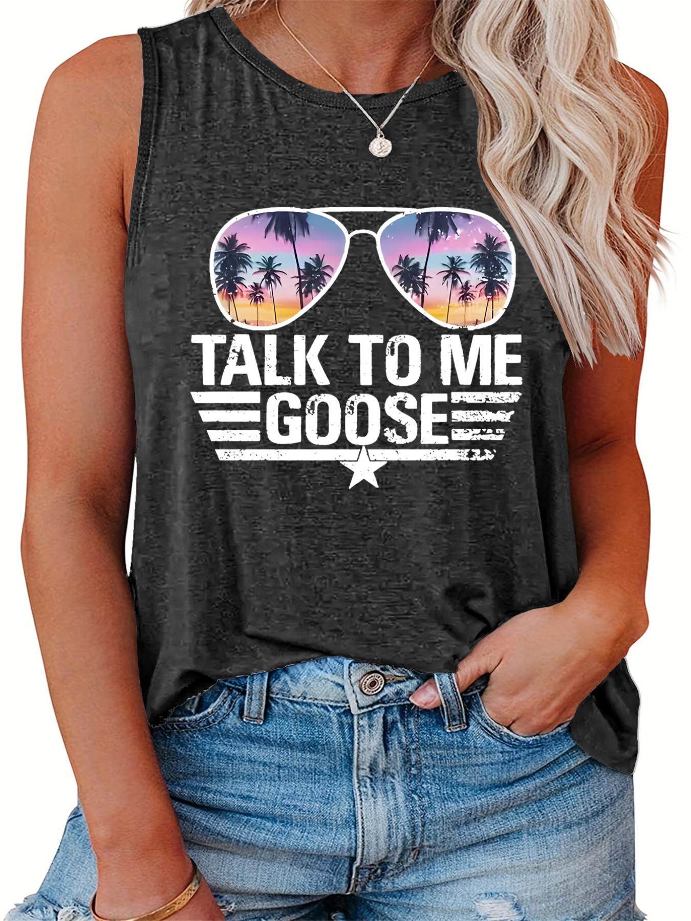  Casual Letter & Glasses Print Tank Top