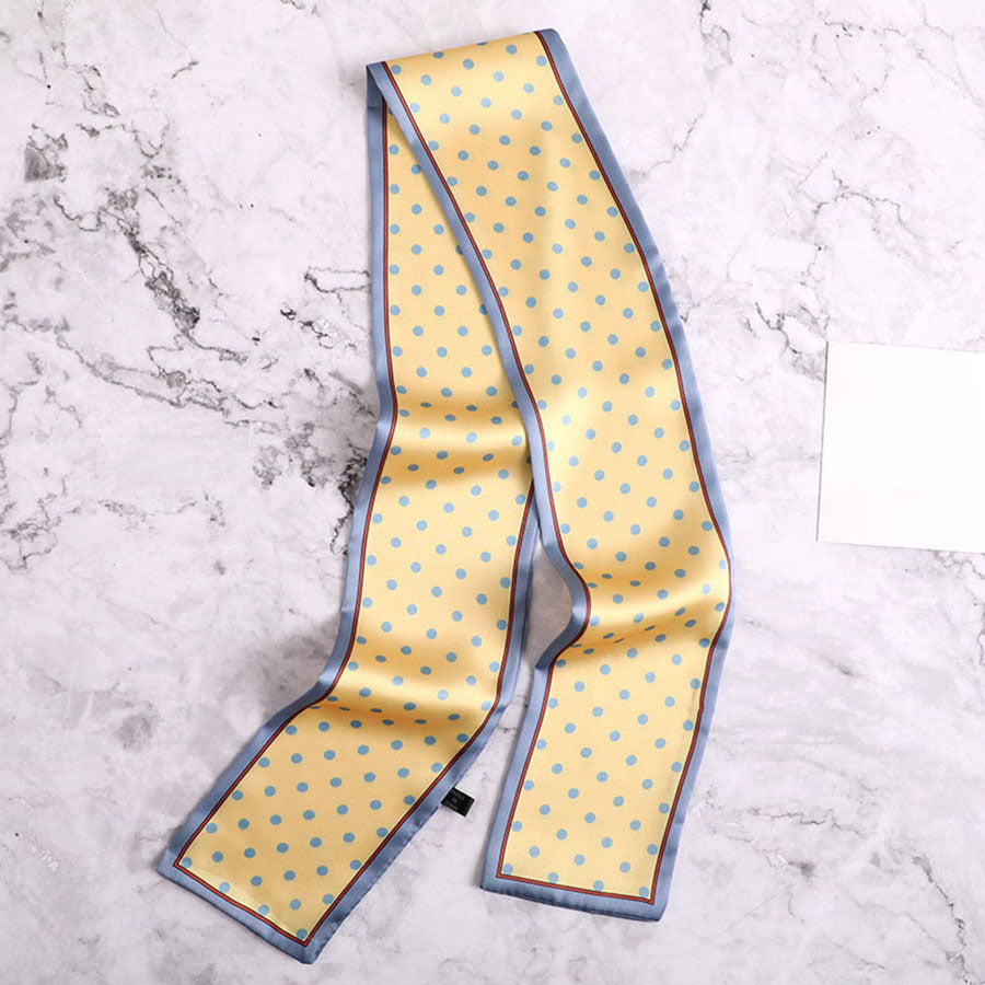 Cartoon Cat Print Skinny Scarf Long Ribbon Neckerchief for Women