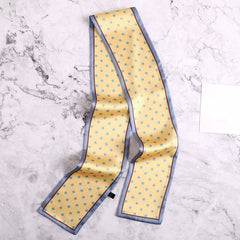 Cartoon Cat Print Skinny Scarf Long Ribbon Neckerchief for Women