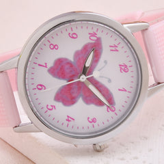 3pcs Pink Butterfly Quartz Watch Set Girls Butterfly Bracelet Necklace