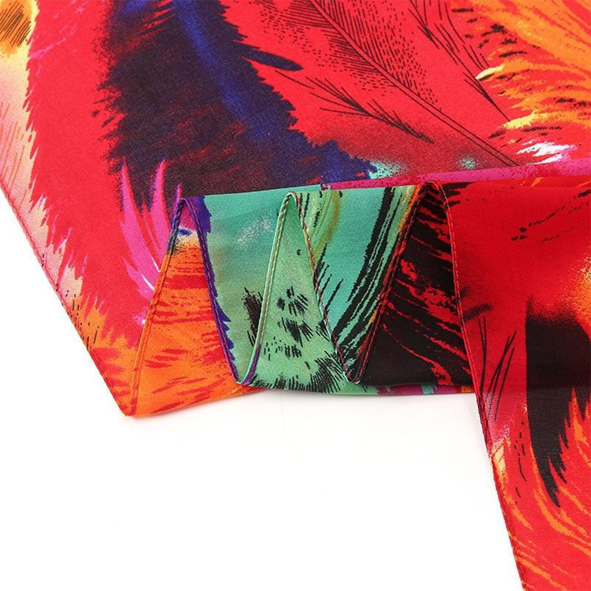 Colorful Tie Dye Print Scarf Classic Silk Shawl Satin Head Wraps