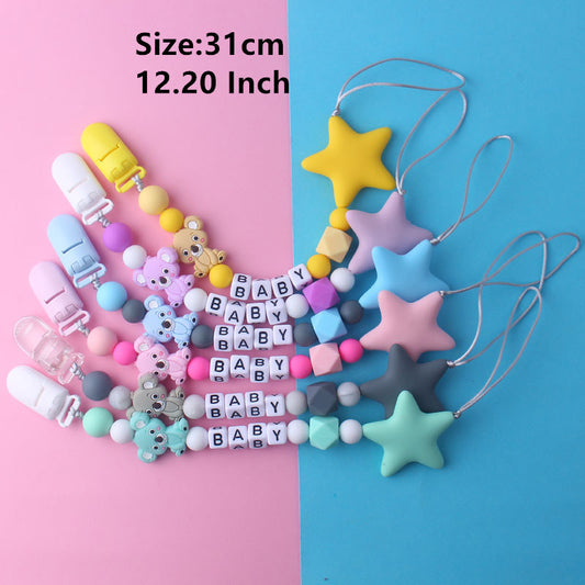 Silicone Pacifier Chain Baby Anti-Drop Pentagram Clip
