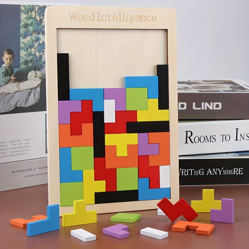 3D Wooden Blocks Puzzle Brain Teaser Educational Toy for Kids