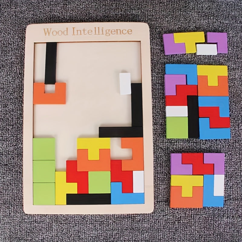 3D Wooden Blocks Puzzle Brain Teaser Educational Toy for Kids