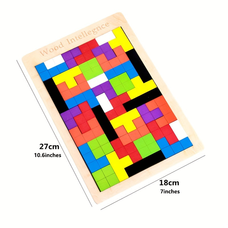 3D Wooden Blocks Puzzle Brain Teaser Educational Toy for Kids