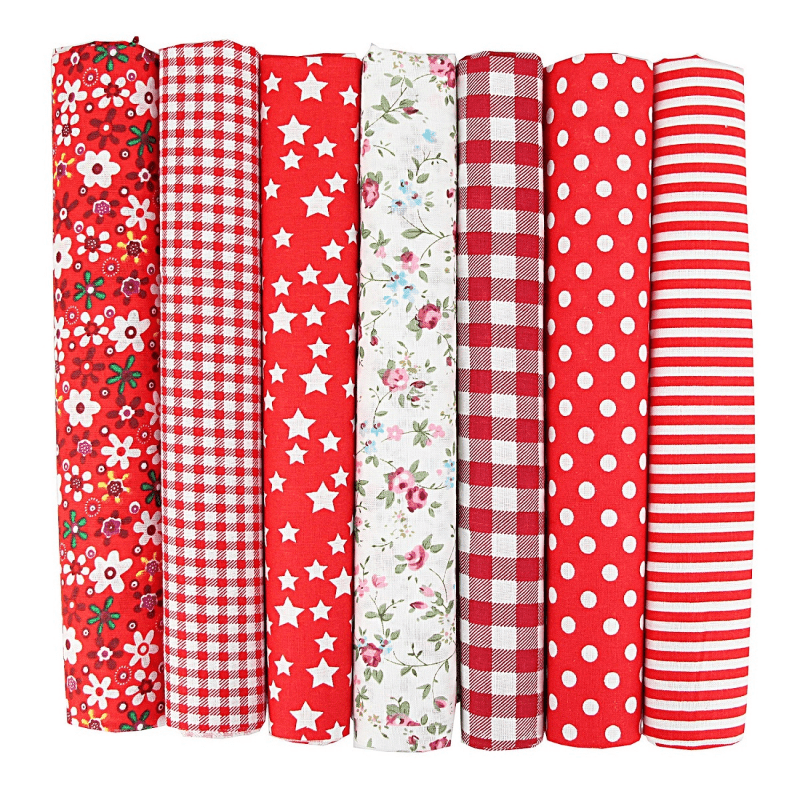 7pcs Cotton Fabric Bundle Squares Pre Cut Quilt For Quilting Sewing