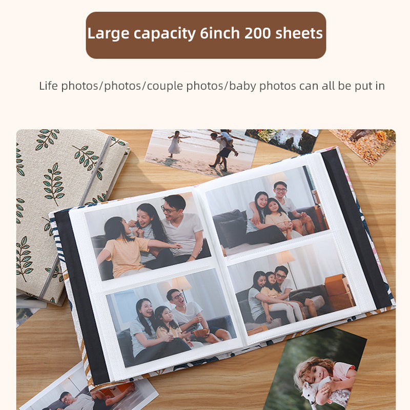 6 Inch 200 Pockets Cloth Photo Album with Rope - Creative Family Couple Studio